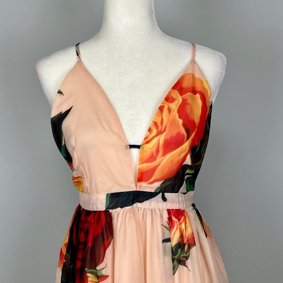 L’Atiste by Amy Peach Floral Chiffon Sleeveless Maxi Dress Open Back size Small - Picture 6 of 16